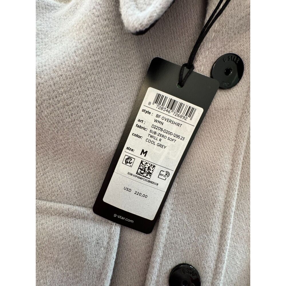 G-Star Women's Grey Boyfriend Fit Overshirt Size Medium NWT - Picture 8 of 10